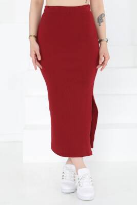 Yırtmaçlı Etek Bordo - 27233 - 2