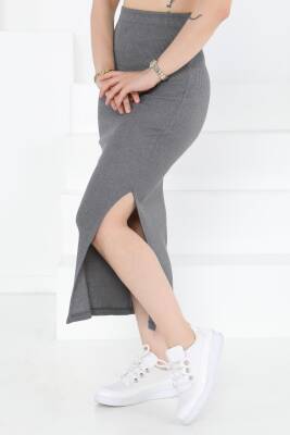 Yırtmaçlı Etek Füme - 27233 - 3