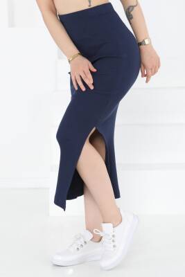 Yırtmaçlı Etek Lacivert - 27233 