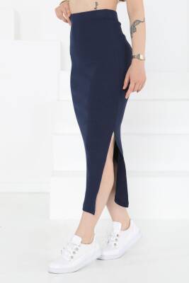 Yırtmaçlı Etek Lacivert - 27233 - 3