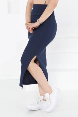 Yırtmaçlı Etek Lacivert - 27233 - 4