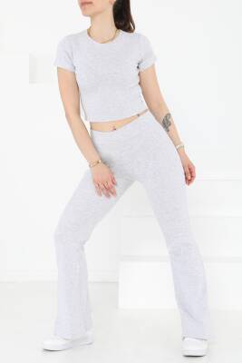 Yüksek Bel Crop İkili Takım Gri - 27229 - 1
